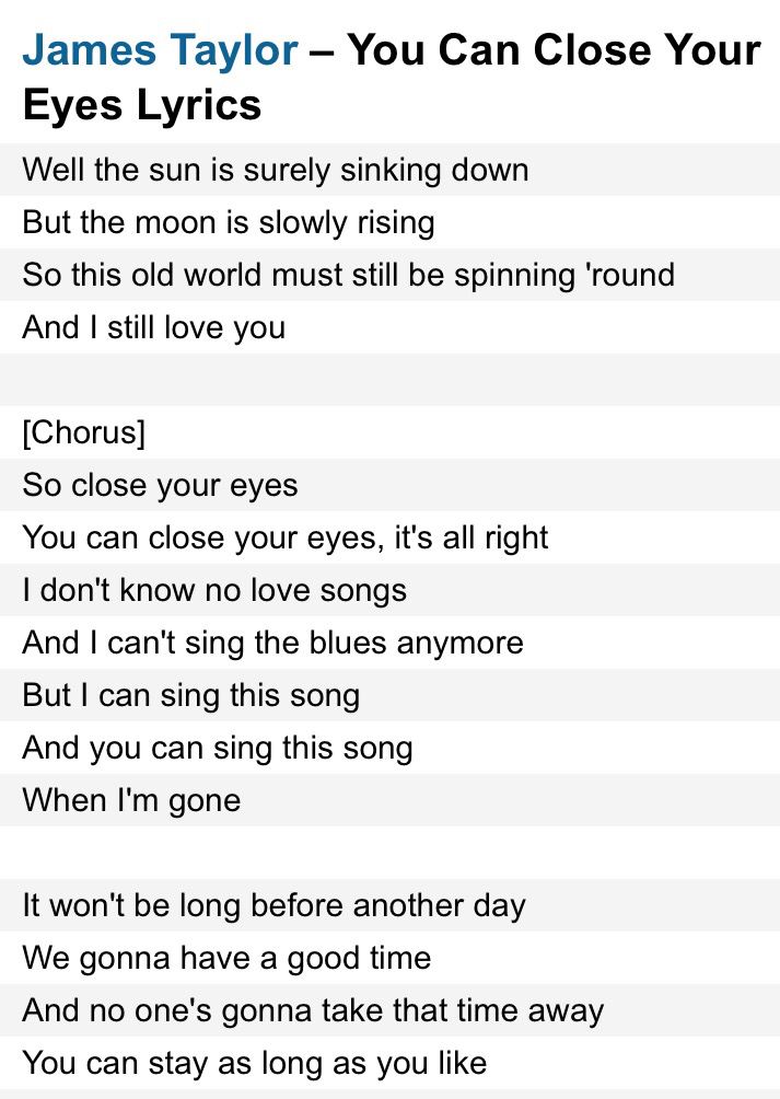 close your eyes lyrics